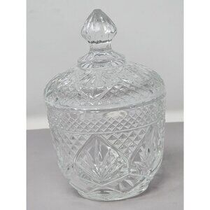 Vintage Clear Pressed‎ Glass Candy Dish With Lid Made In USA